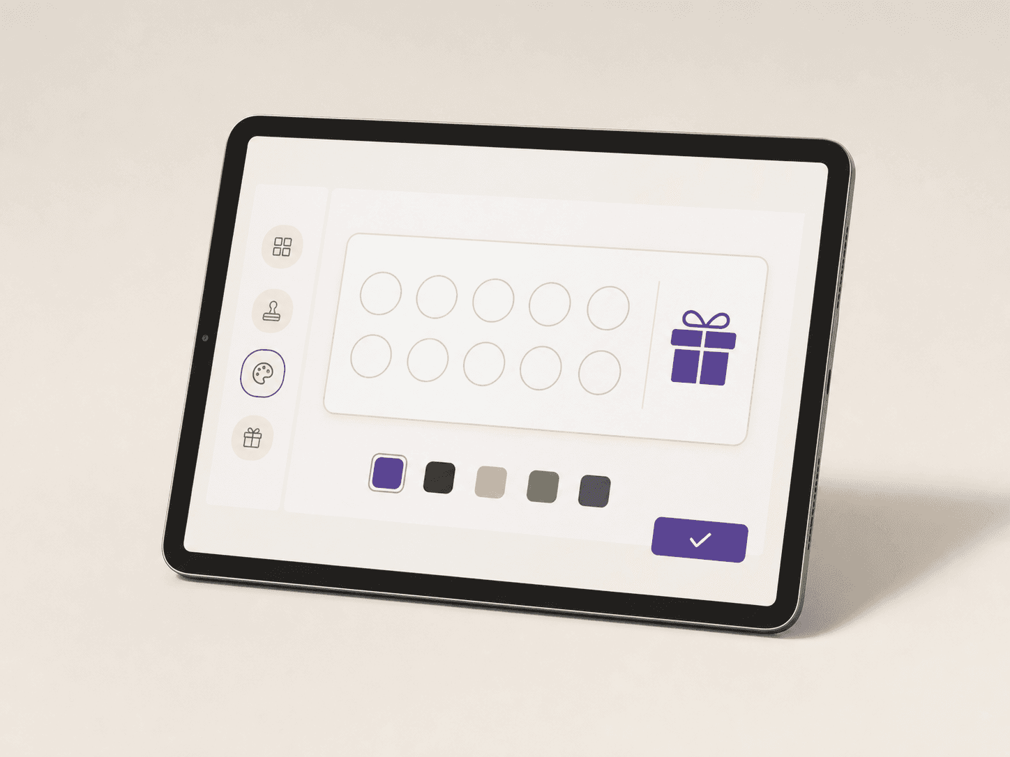 Tablet showing a digital loyalty reward builder