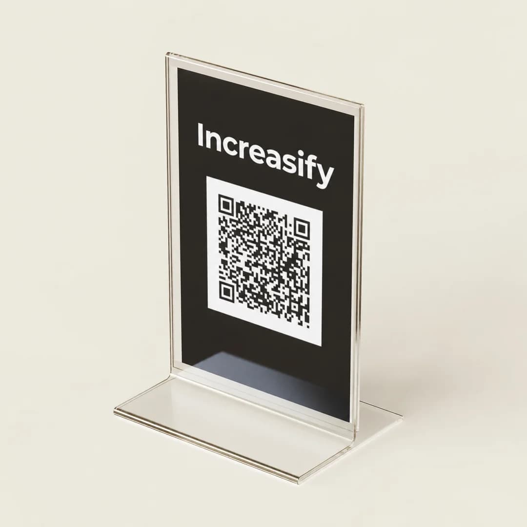 Counter sign with a QR code for joining a loyalty program